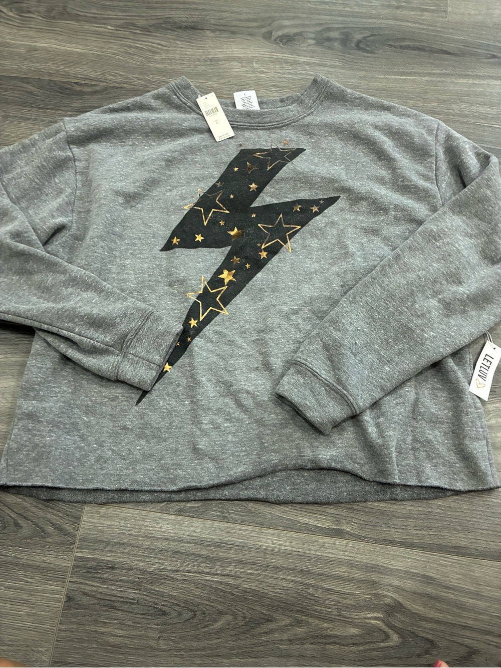 Lilted Gray Star Bolt Crewneck Sweater